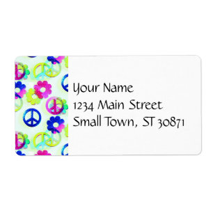 Étiquette Signes de Paix Hippie super Fleur Power Sparkle Pa