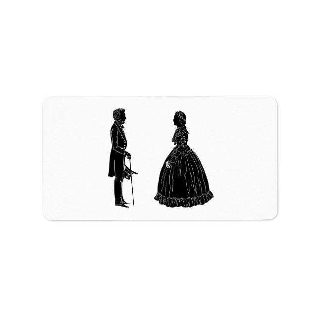Étiquette silhouette d'abraham lincoln et de mary todd linco (Devant)