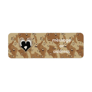 Étiquette Silhouette de baiser en couple (Coeur de camouflag