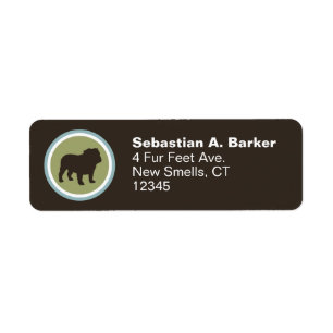 Étiquette Silhouette de Bulldog anglais Adresse de la race