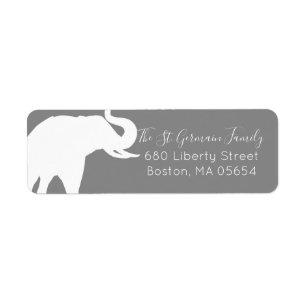 Étiquette Silhouette d'éléphant blanc Adresse de retour