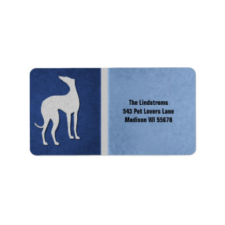 Étiquette Silhouette élégante Greyhound en bleu