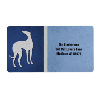 Étiquette Silhouette élégante Greyhound en bleu personnalisé