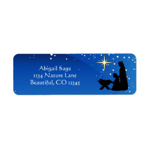 Étiquette Silhouette Nativité Scène Noël