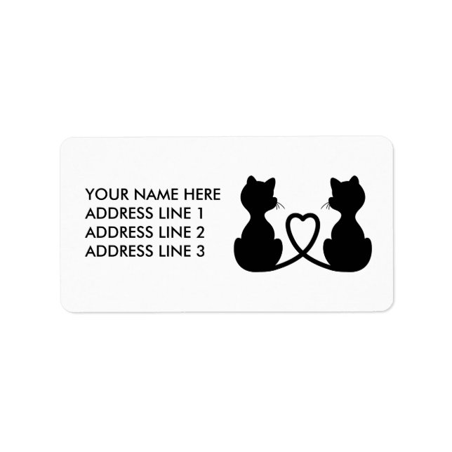 Étiquette Silhouette noire de deux chats amoureux (Devant)