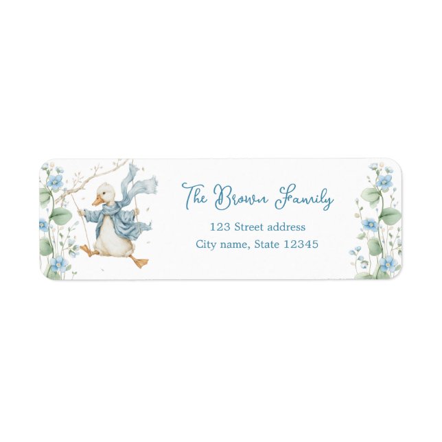 Étiquette Silly Goose Blue Return Address Label (Devant)