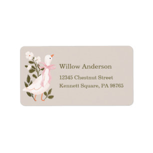 Étiquette Silly Goose Pink Bow Girl Adresse de retour Étique