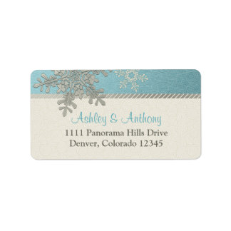 Étiquette Silver Blue Snowflake Allocution de mariage d'hive