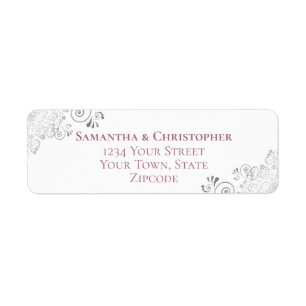 Étiquette Silver Frills Mauve & White Mariage Adresse de ret
