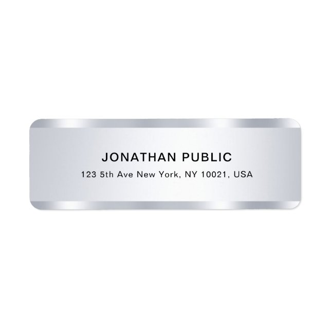 Étiquette Silver Look Modèle Modern Glamor Adresse de retour (Devant)