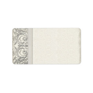 Étiquette Silver Look Swirl Heart Elegant Mariage Adresse