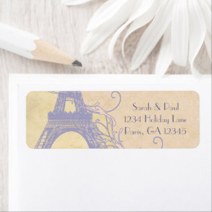 Étiquette Silver Peony Damask Lavender Vintage Tour Eiffel