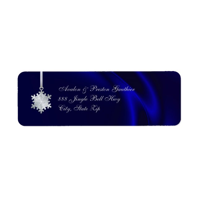 Étiquette Silver Snowflake Blue Silver Holiday Adresse (Devant)