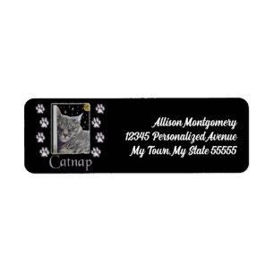 Étiquette Silver Tabby Cat Lover Catnap Adresse Art