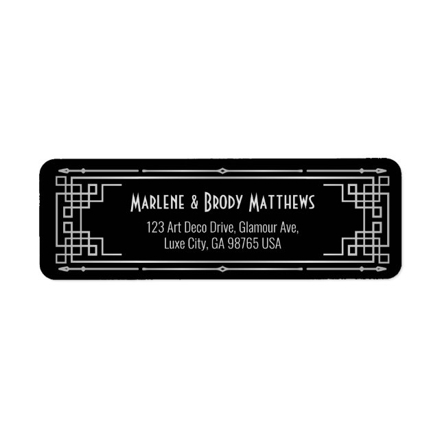 Étiquette Silver Wedding Anniversary Art Deco Great Gatsby (Devant)