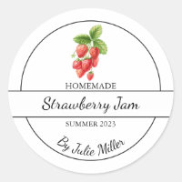 Étiquette simple à la confiture de fraises maison