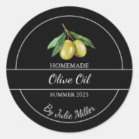 Étiquette simple à l'huile d'olive maison Noir