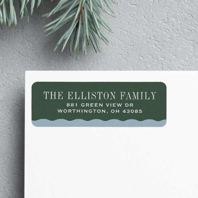 Étiquette Simple adresse de retour Noël vert et bleu (Créateur téléchargé)