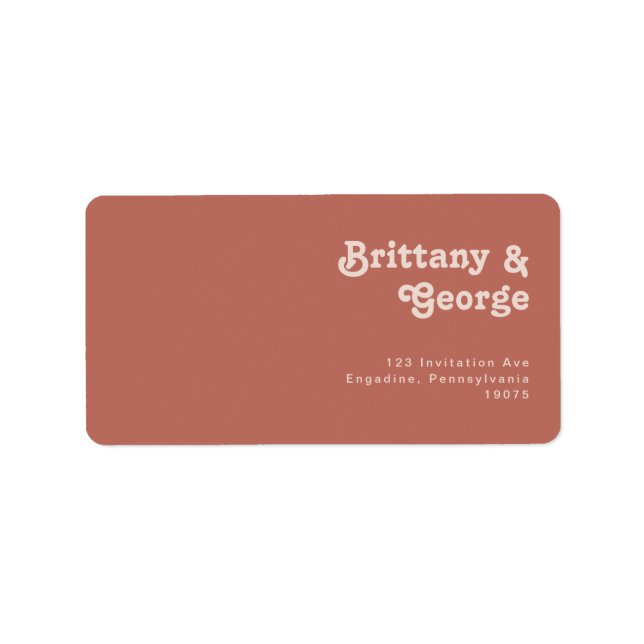Étiquette Simple Adresse de Retour RSVP Mariage Rose Rétro A (Devant)