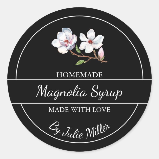 Étiquette simple au sirop de Magnolia fait maison (Devant)
