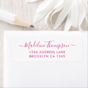 Étiquette Simple Basic Magenta Élégant Script Girly Chic