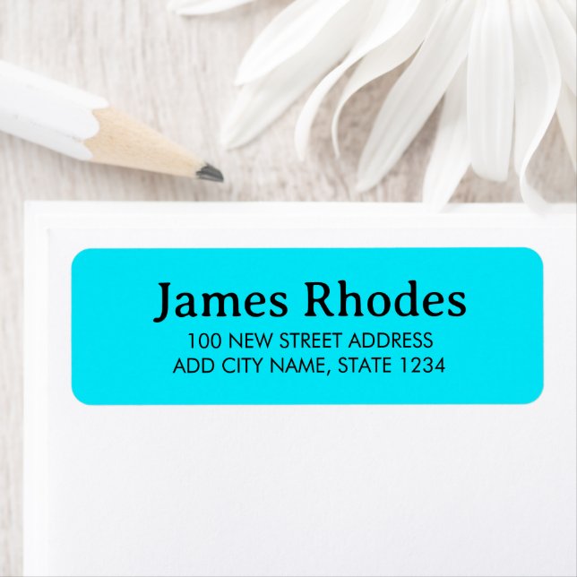 Étiquette Simple bleu uni minimaliste (En situation)