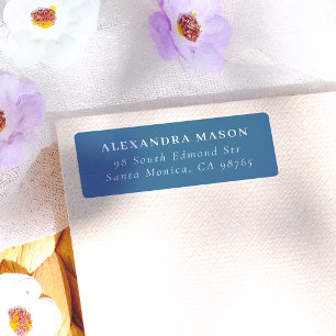 Étiquette Simple Blue Modern Serif Adresse de retour