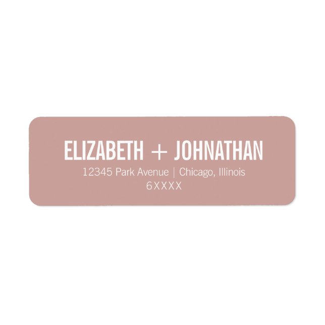 Étiquette Simple Boho Dusty Rose Typographie Mariage Adresse (Devant)