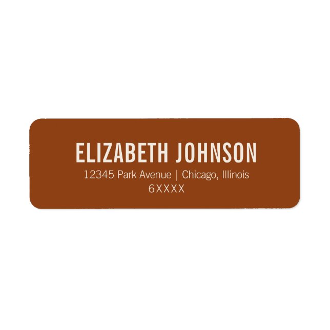 Étiquette Simple Boho Terracotta Typographie Adresse de Mari (Devant)