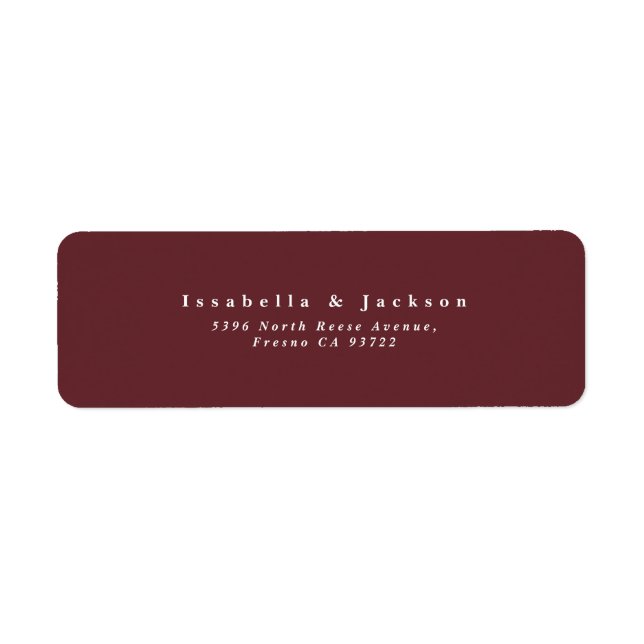 Étiquette Simple Burgundy Mariage Adresse de retour (Devant)