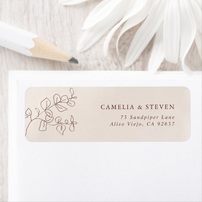 Étiquette Simple calligraphie Rustique Mariage Adresse de re (En situation)