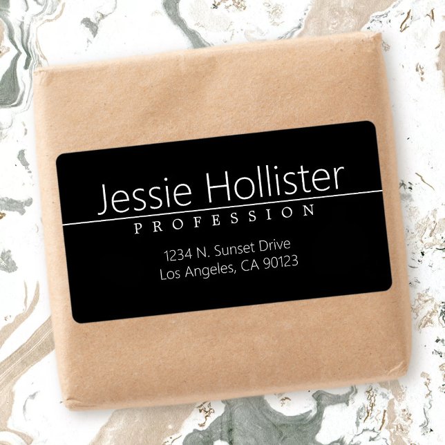 Étiquette Simple Classic Black White Business Adresse de ret (Créateur téléchargé)