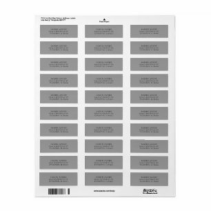 Étiquette Simple Classique Gris Texte d'adresse de retour ba