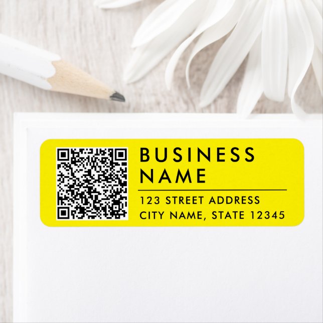 Étiquette Simple Code QR de site Web jaune moderne Adresse d (En situation)