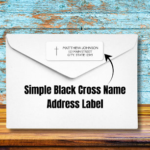 Étiquette Simple Croix Noire Nom Adresse