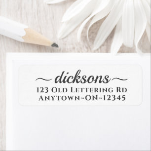 Étiquette Simple Cursive Family Name Script Return Address