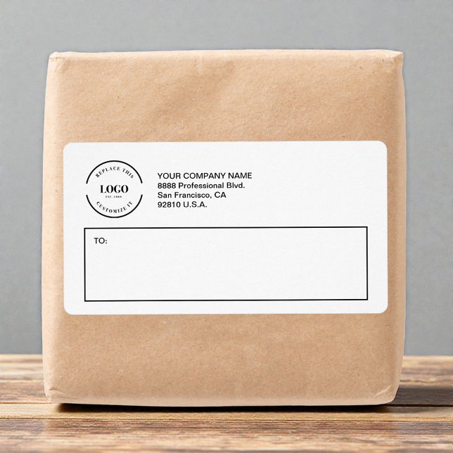 Étiquette Simple Custom logo Business Return Address  (Customizable Return address shipping label with logo.)