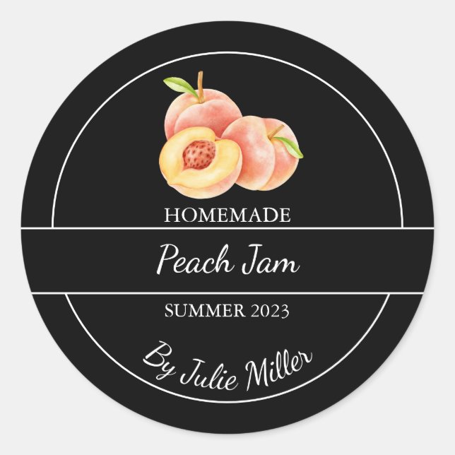 Étiquette simple de confiture de pêche maison (Devant)