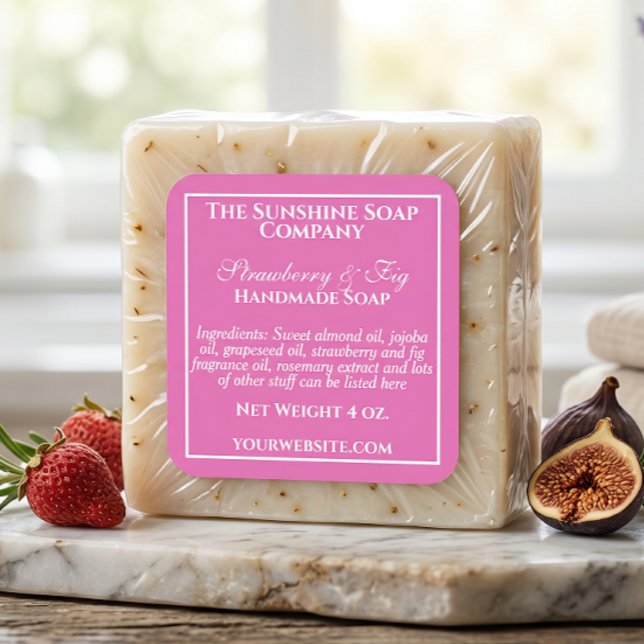 Étiquette simple de cosmétiques au savon rose et b (Créateur téléchargé)