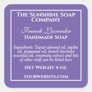 Étiquette simple de savon violet et blanc
