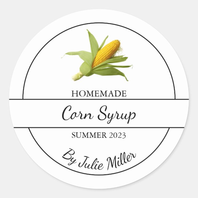 Étiquette simple de sirop de maïs fait maison (Devant)