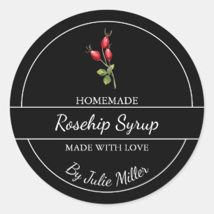 Étiquette simple de sirop de rosehip fait maison