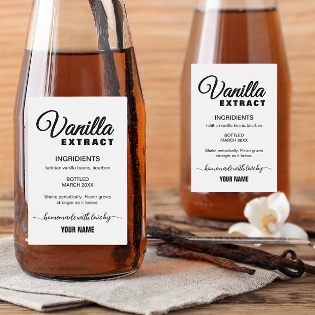 Étiquette Simple d'Extrait de Vanille Personnalisé (Créateur téléchargé)
