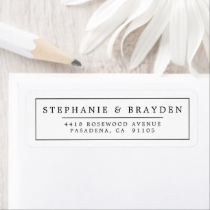 Étiquette Simple Elegant Chic Mariage frontalier Adresse de