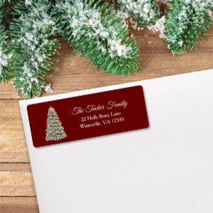 Étiquette Simple Elegant Christmas Tree Party Invitation Red