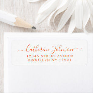 Étiquette Simple Elegant Girly Script Calligraphy Orange