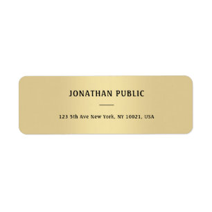 Étiquette Simple Elegant Gold Look Minimaliste Adresse de re