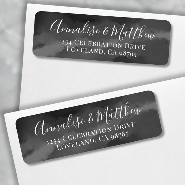 Étiquette Simple Elegant Mariage noir blanc Adresse de retou (Simple Elegant Black White Wedding Return Address label)