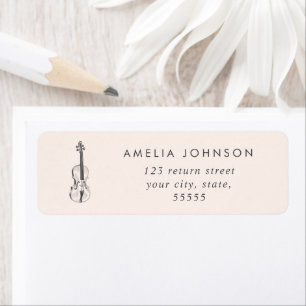 Étiquette Simple Élégant Violon Enseignant Musicien Blush Ro