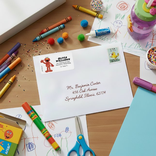 Étiquette Simple Elmo 1er anniversaire (Créateur téléchargé)